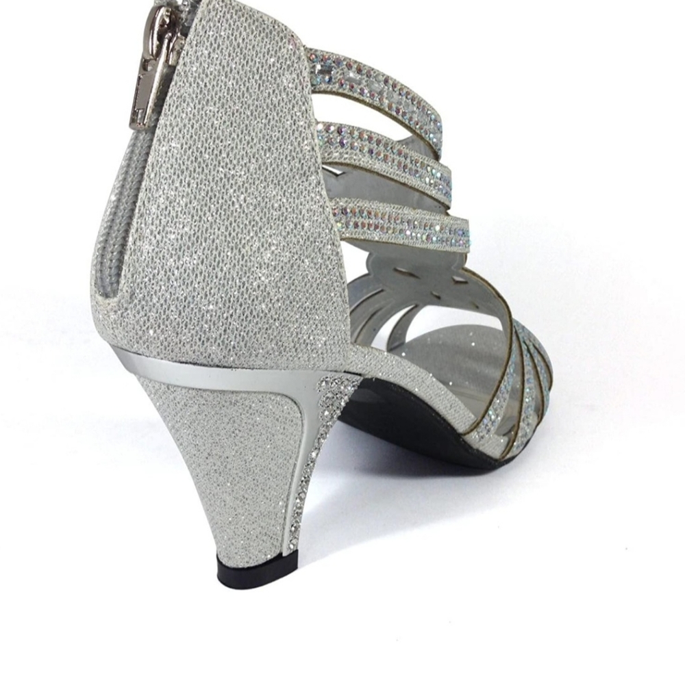 Women's evening Rhinestone Crystal heeled Sandals - Picture 2 of 3